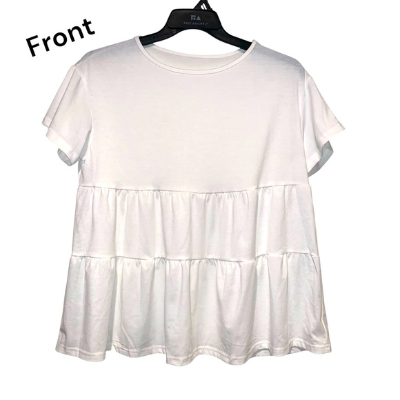 Cupshe Mattie Drop Sleeve Tiered Hem Tee shirt women’s size M white - Picture 3 of 7